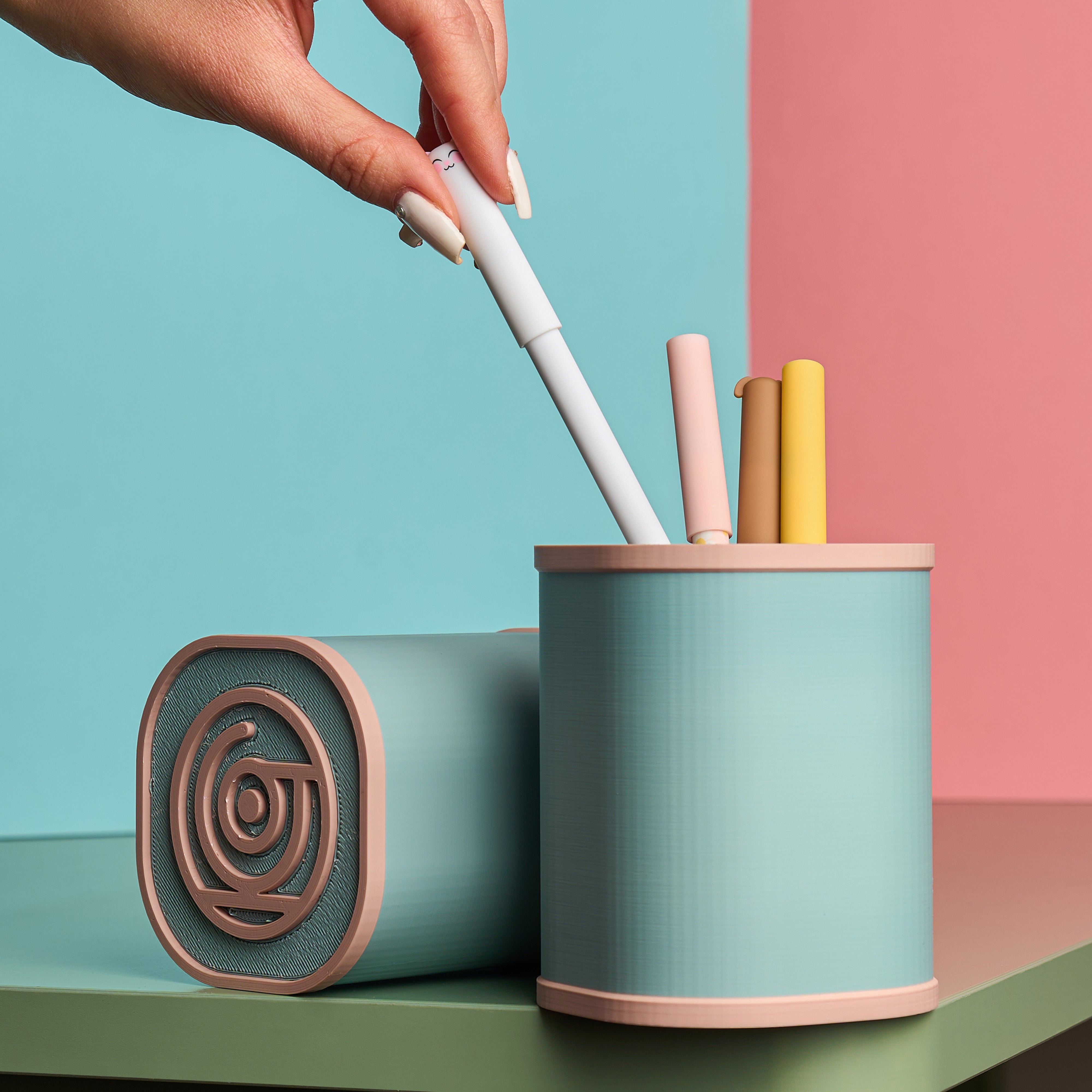Office Pen Holder - Mint & Rosey